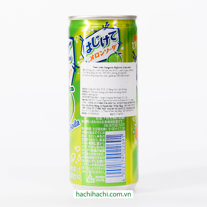 Nước soda Sangaria Hajikete vị Dưa lưới 250g thương hiệu SANGARIA