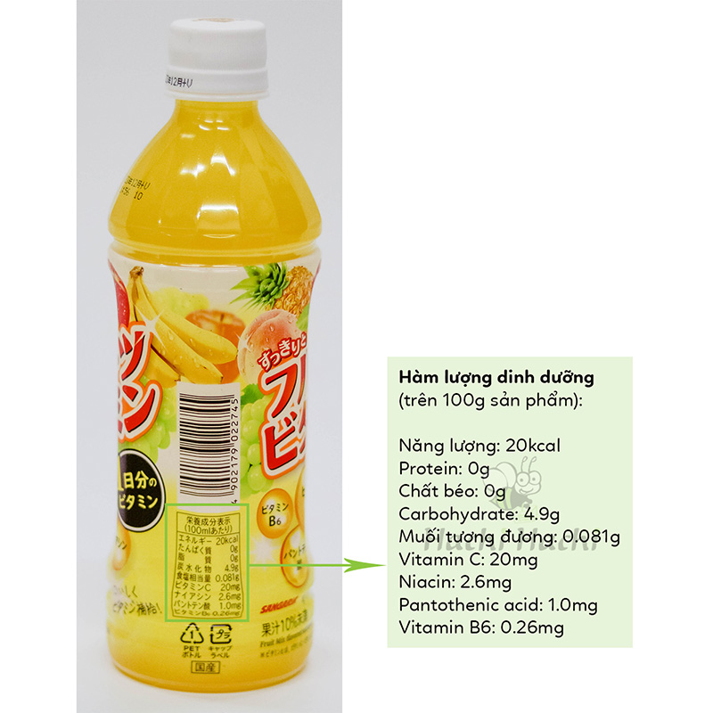 TPBS: Nước ép trái cây Vitamin Sangaria 500ml thương hiệu SANGARIA