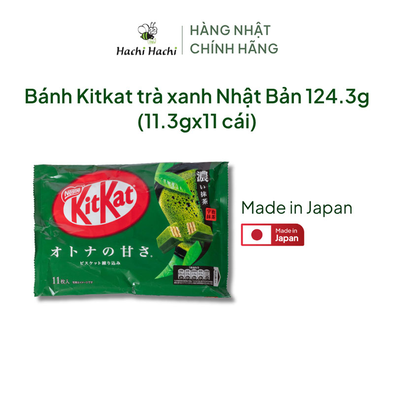 Bánh Kitkat trà xanh Nhật Bản 124.3g (11.3gx11 cái) thương hiệu KITKAT