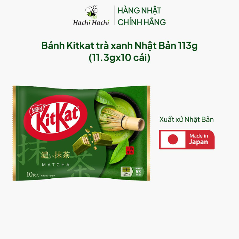 Bánh Kitkat trà xanh Nhật Bản 113g (11.3gx10 cái) thương hiệu KITKAT