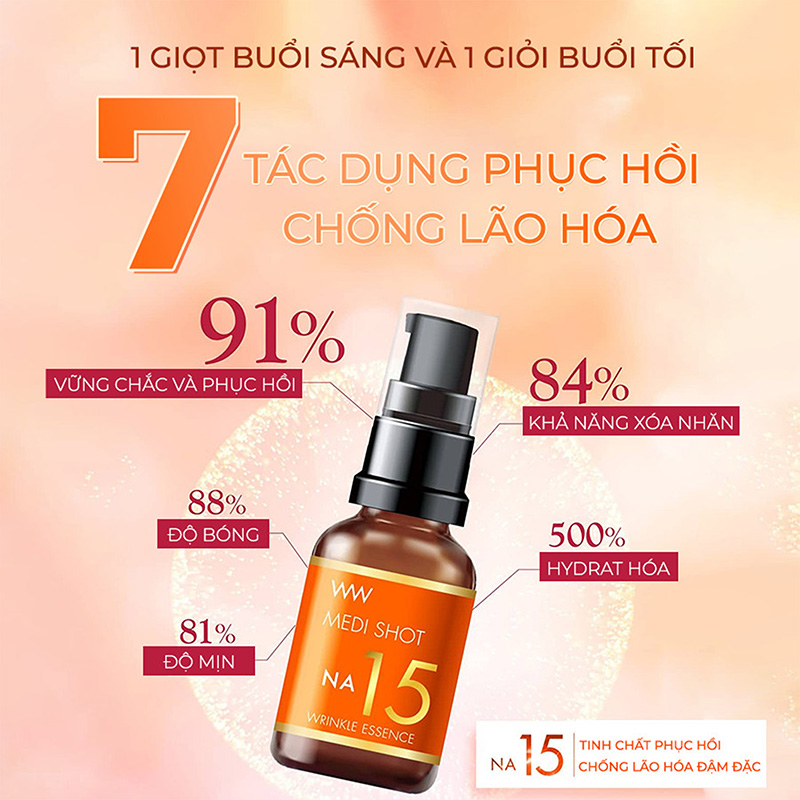 Tinh chất cải thiện nếp nhăn Nhật Bản Meishoku Medi Shot Na15 Wrinkle Essence 30ml thương hiệu MEISHOKU