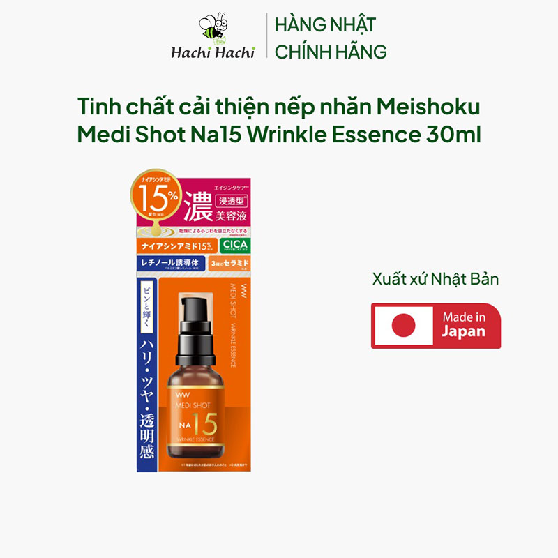 Tinh chất cải thiện nếp nhăn Nhật Bản Meishoku Medi Shot Na15 Wrinkle Essence 30ml thương hiệu MEISHOKU