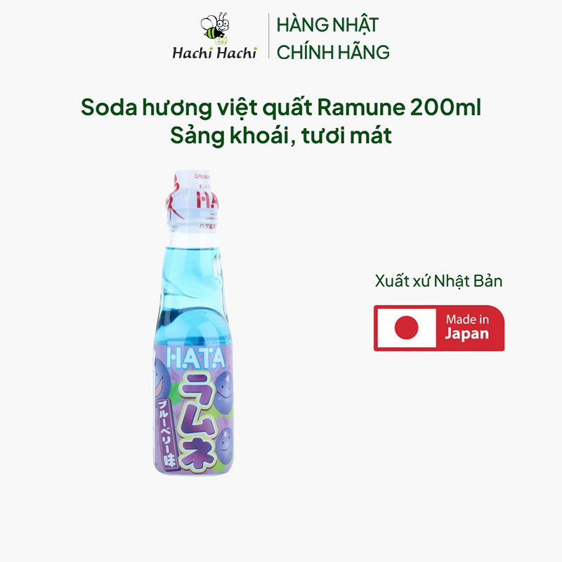 Soda hương việt quất Ramune 200ml Sảng khoái, tươi mát thương hiệu HATAKOSEN