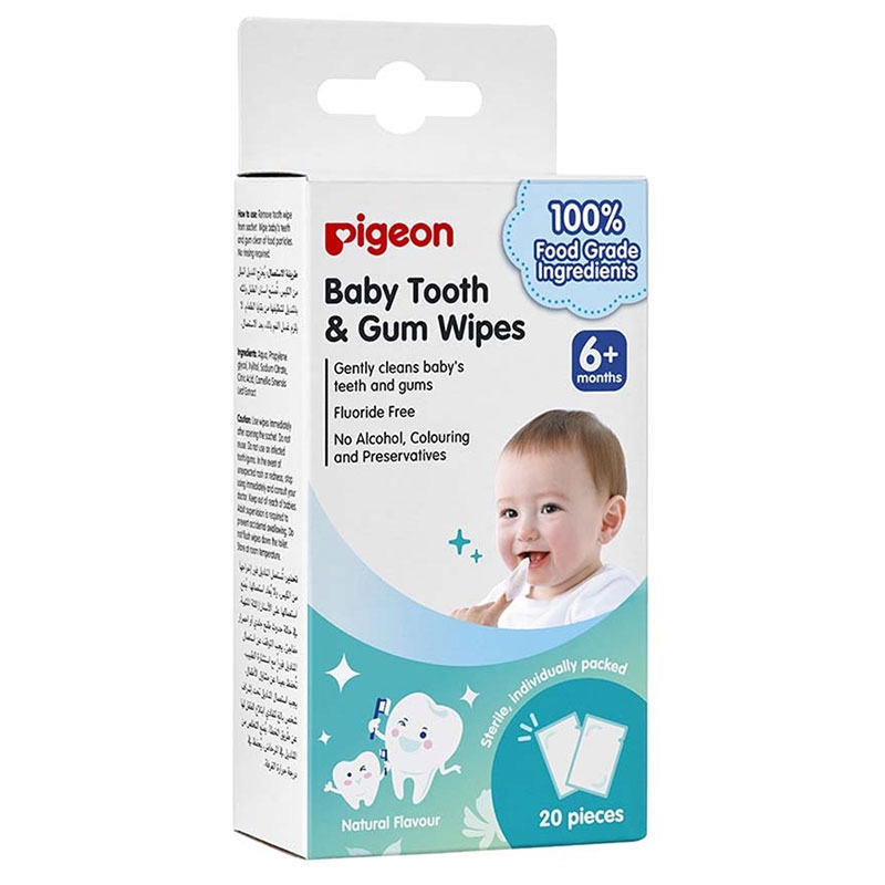 Khăn lau miệng trẻ em Pigeon hương tự nhiên 20 cái (Làm sạch răng nướu, cho bé từ 6 tháng) thương hiệu PIGEON