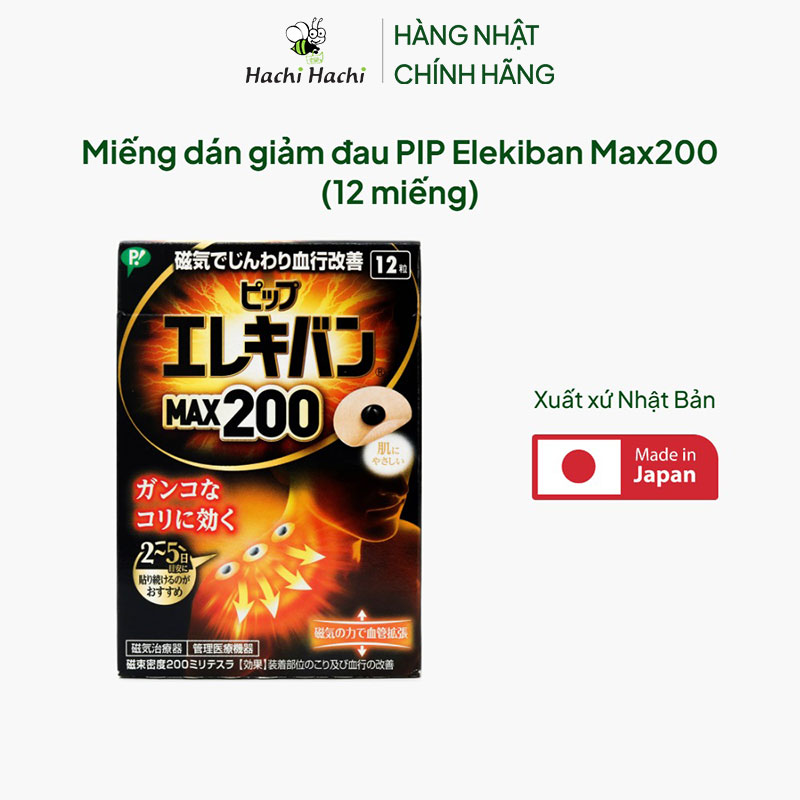 Miếng dán giảm đau PIP Elekiban Max200 (12 miếng) thương hiệu PIP