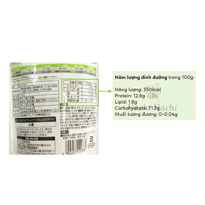 Mì Baby Somen 5 vị rau củ Hakubaku 100g thương hiệu HAKUBAKU
