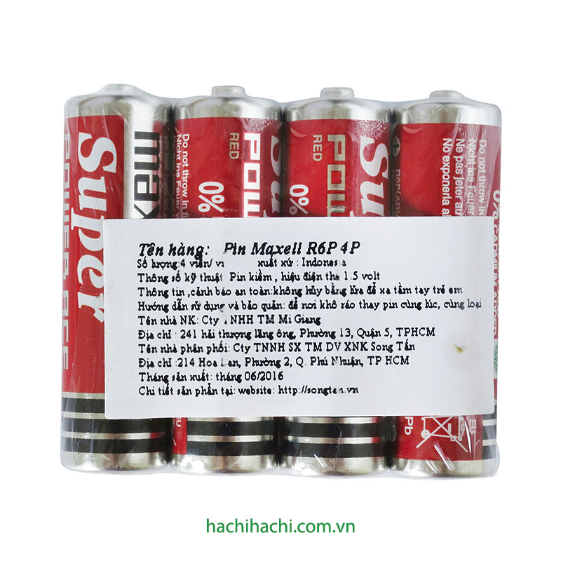 Pin Maxell AA R6P dạng vỉ 4 viên