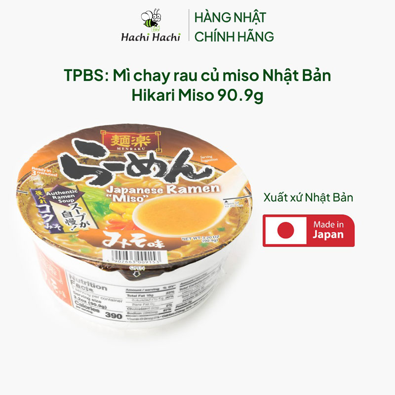 TPBS: Mì chay rau củ miso Nhật Bản Hikari Miso 90.9g thương hiệu HIKARI MISO