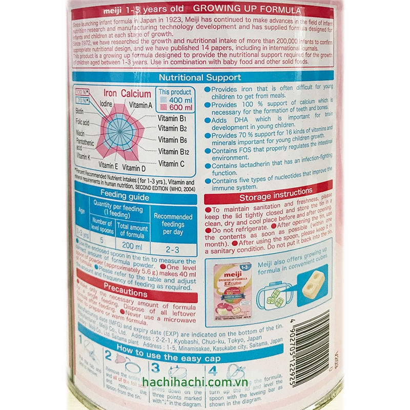 Sữa Meiji Nhật Bản cho bé 1-3 tuổi 800g  thương hiệu MEIJI