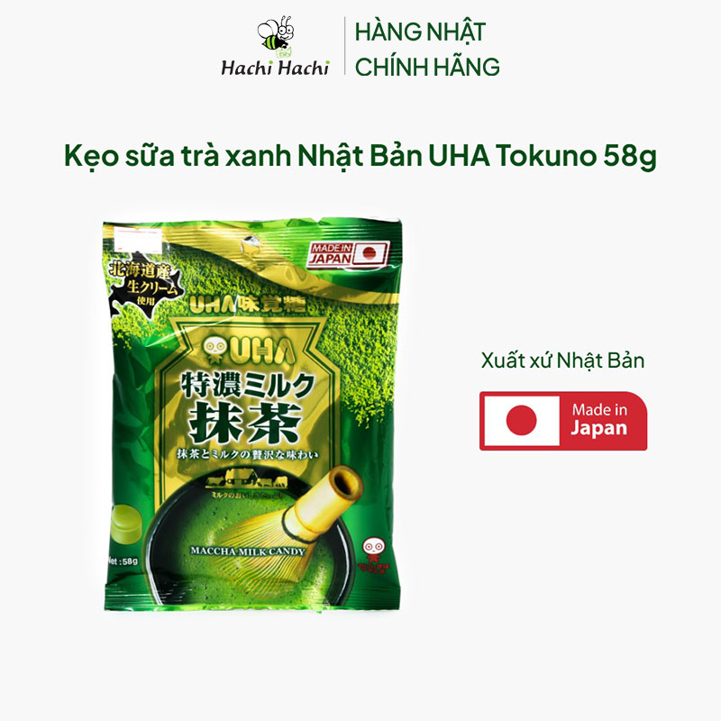 Kẹo sữa trà xanh Nhật Bản UHA Tokuno 58g thương hiệu UHA MIKAKUTO