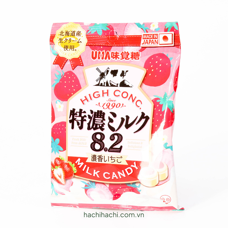 Kẹo UHA sữa dâu TOKUNO 58g, chứa kem tươi đặc sản Hokkaido thương hiệu UHA MIKAKUTO