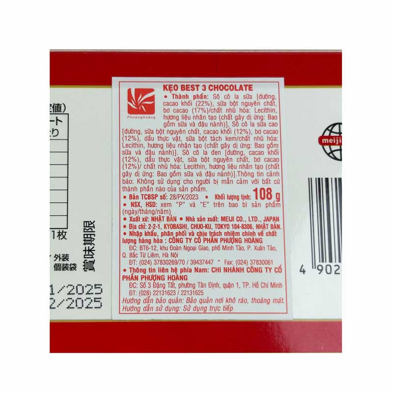 Kẹo socola Meiji Best 3 Chocolate 108g thương hiệu MEIJI