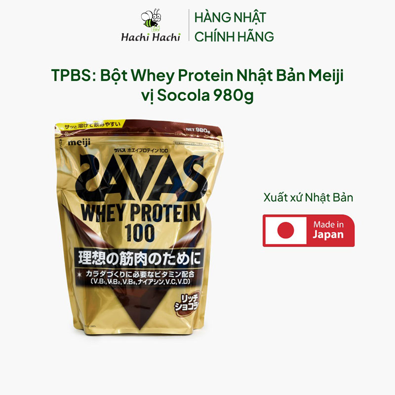 TPBS: Bột Whey Protein Nhật Bản Meiji vị Socola 980g thương hiệu MEIJI