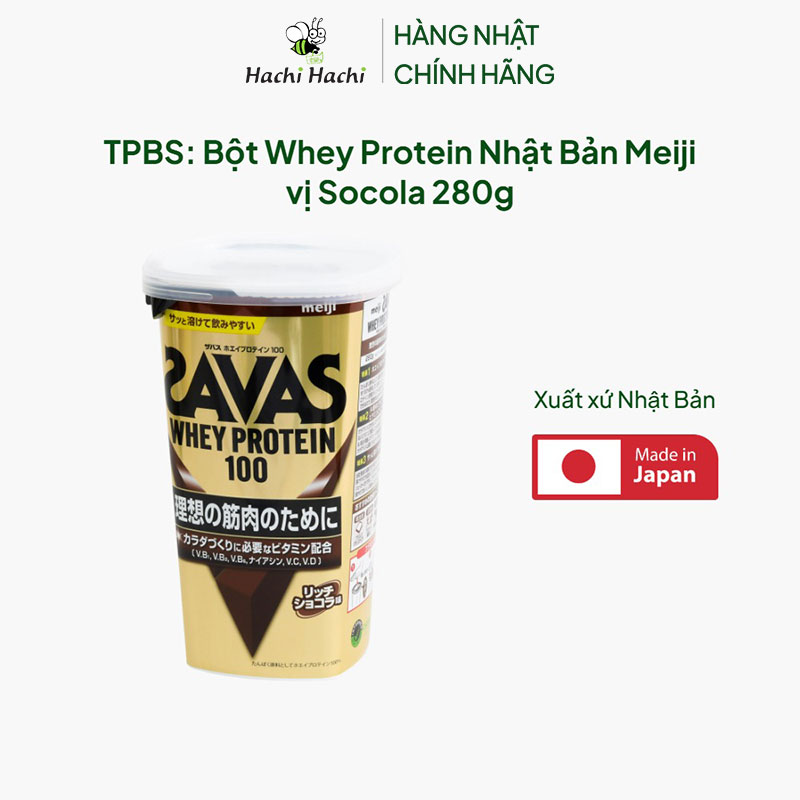 TPBS: Bột Whey Protein Nhật Bản Meiji vị Socola 280g thương hiệu MEIJI