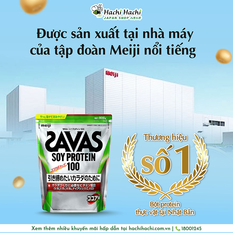 TPBS: Bột Protein thực vật Meiji vị Cacao 900g- Tặng kèm bình lắc có vạch 400ml (Từ 5/1 đến 30/6/2026) thương hiệu MEIJI