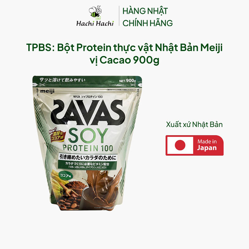 TPBS: Bột Protein thực vật Meiji vị Cacao 900g- Tặng kèm bình lắc có vạch 400ml (Từ 5/1 đến 30/6/2026) thương hiệu MEIJI
