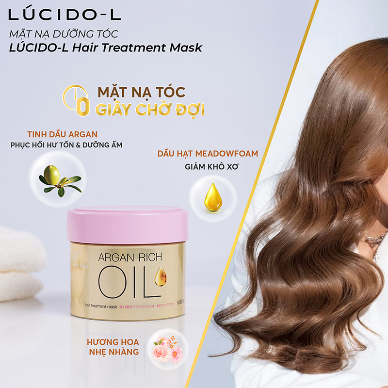 Mặt nạ dưỡng ẩm, phục hồi hư tổn cho tóc Nhật Bản LÚCIDO-L 220g thương hiệu 