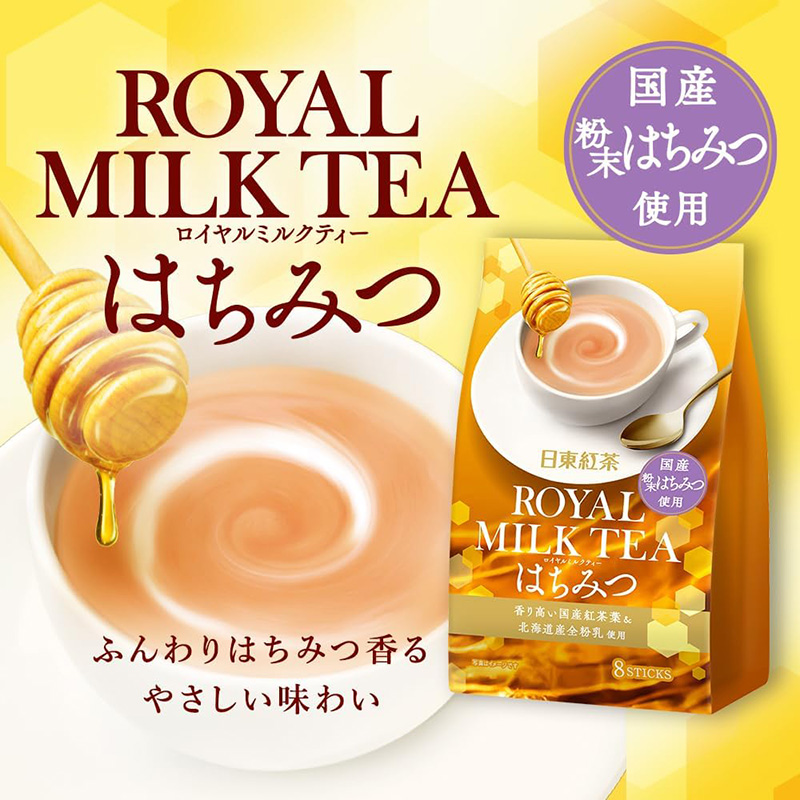 Bột trà sữa Hoàng gia Nittoh vị mật ong 108g (13.5gx8 gói), sử dụng 100% sữa nguyên kem Hokkaido thương hiệu MITSUI NORIN