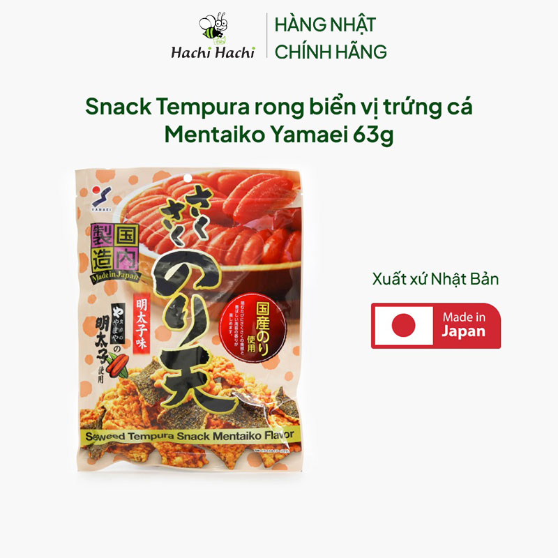 Snack Tempura rong biển Nhật Bản vị trứng cá Mentaiko Yamaei 63g thương hiệu YAMAEI SHOKUHIN