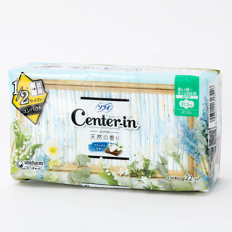 Băng vệ sinh siêu mỏng có cánh Sofy Center in 21.5cm 22 miếng Hương thiên nhiên thương hiệu UNICHARM