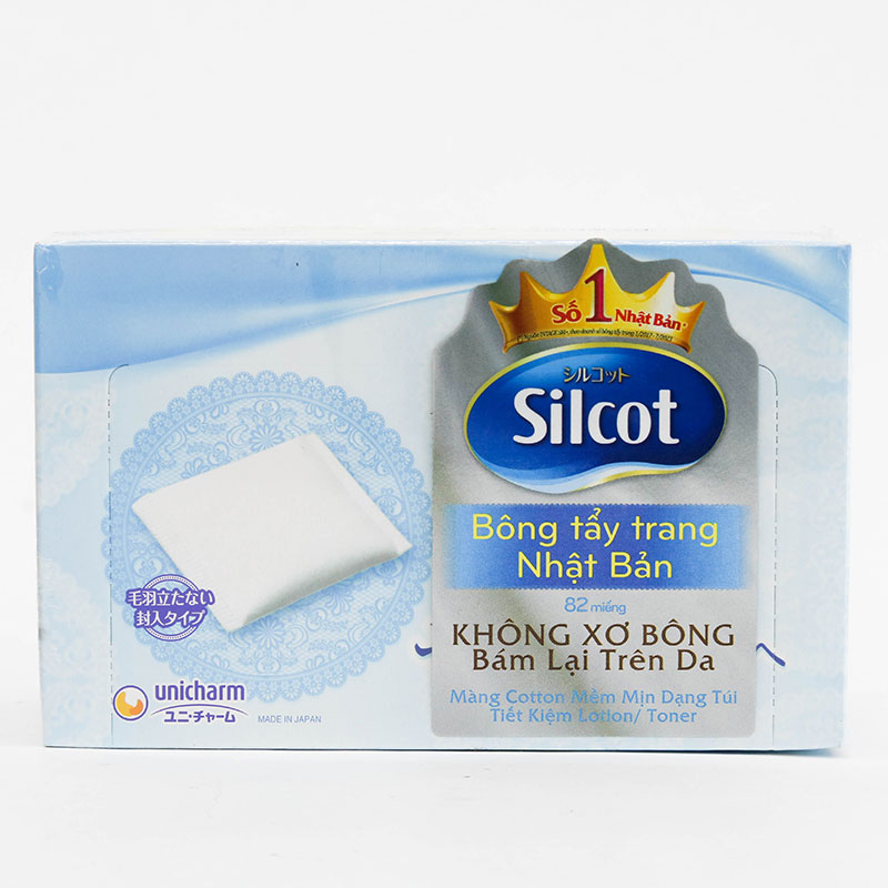 Bông tẩy trang Silcot 82 miếng (66x50mm) thương hiệu UNICHARM