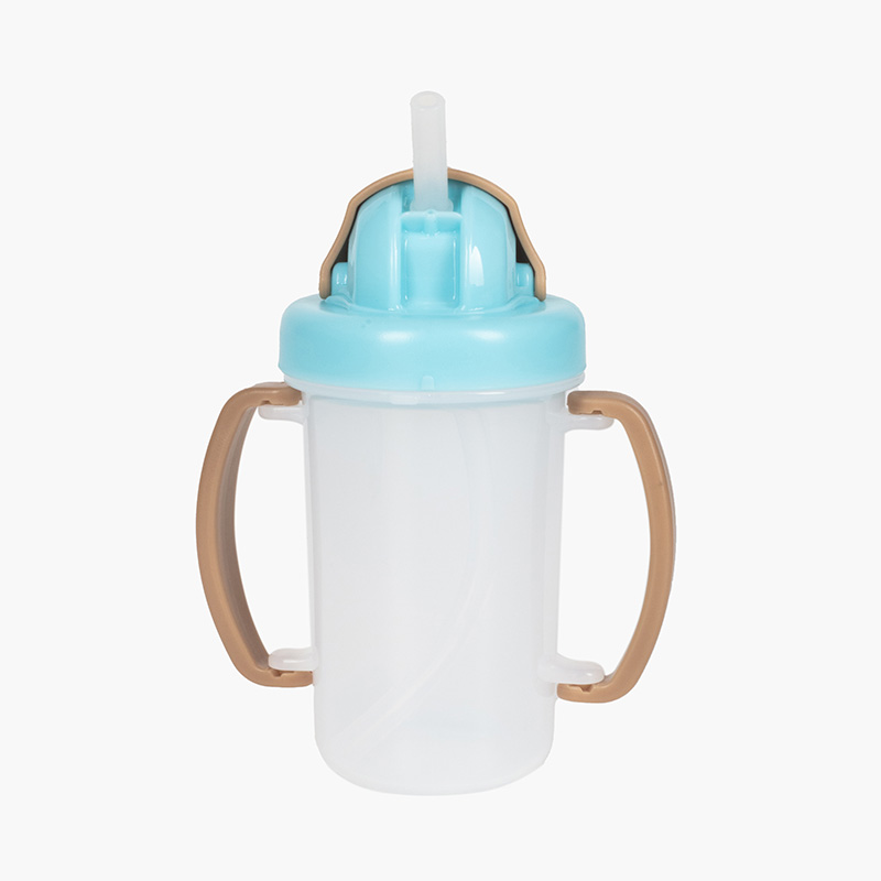 Bình tập uống cho bé có ống hút quai cầm gấp gọn 150ml (Xanh) thương hiệu LEC