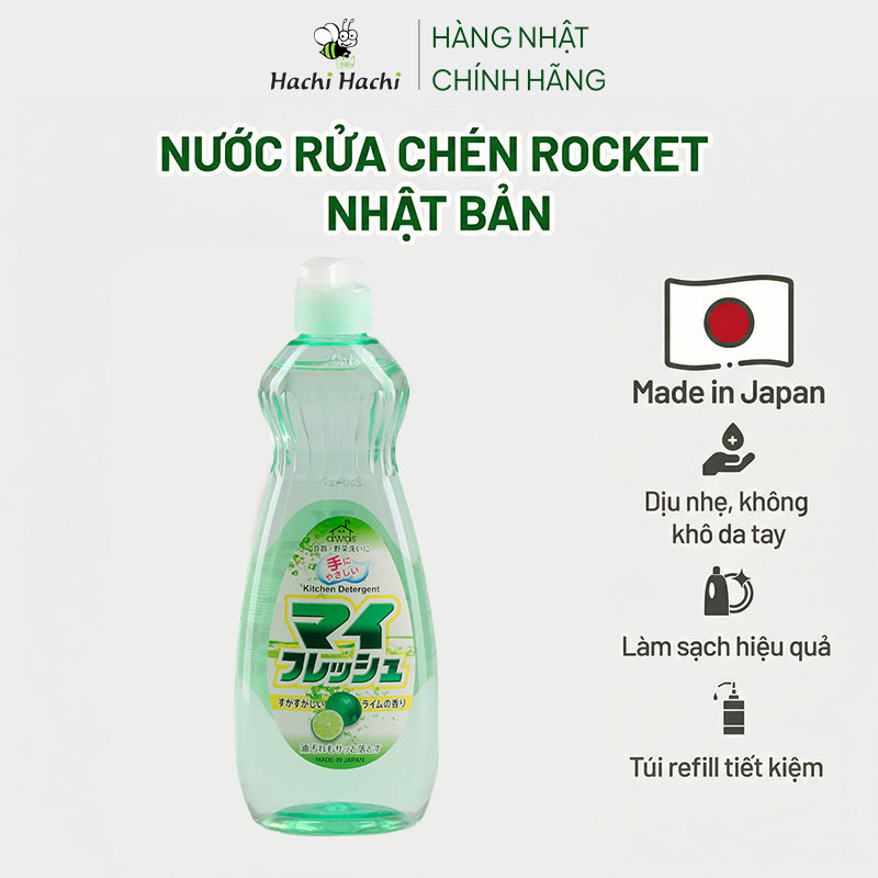 Nước rửa chén bát Nhật Bản trung tính hương chanh Rocket 600g thương hiệu ROCKET SOAP