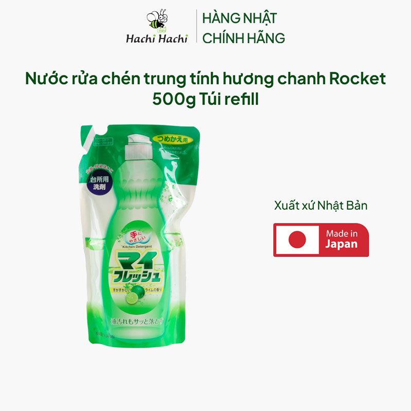 Nước rửa chén trung tính hương chanh Rocket 500g Túi refill thương hiệu ROCKET SOAP