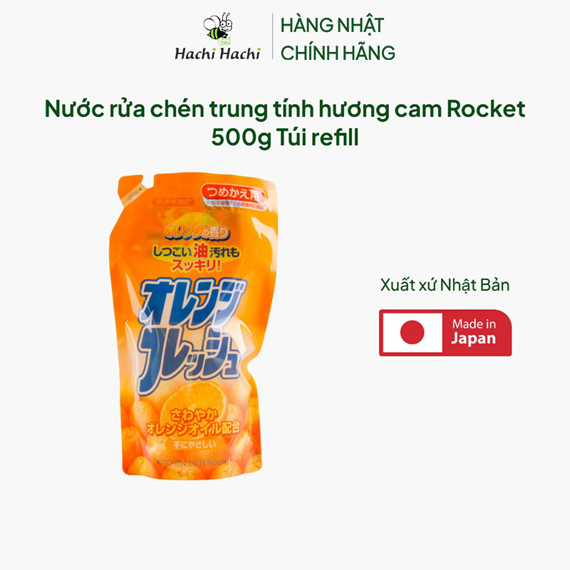 Nước rửa chén trung tính hương cam Rocket 500g Túi refill thương hiệu ROCKET SOAP