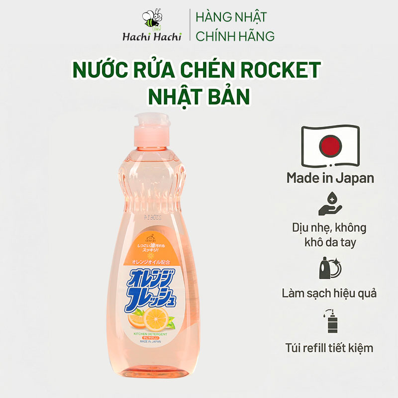 Nước rửa chén trung tính hương cam Rocket 600g thương hiệu ROCKET SOAP