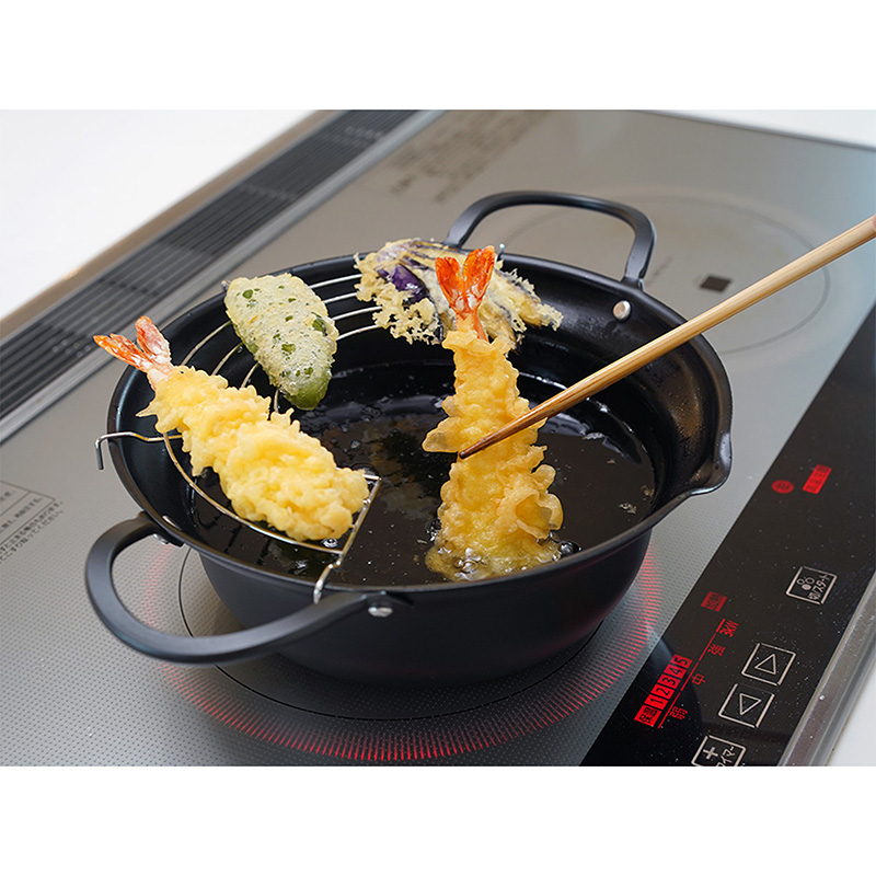 Nồi chiên Tempura 22cm kèm lưới ráo dầu, dùng được bếp từ thương hiệu WAHEI FREIZ