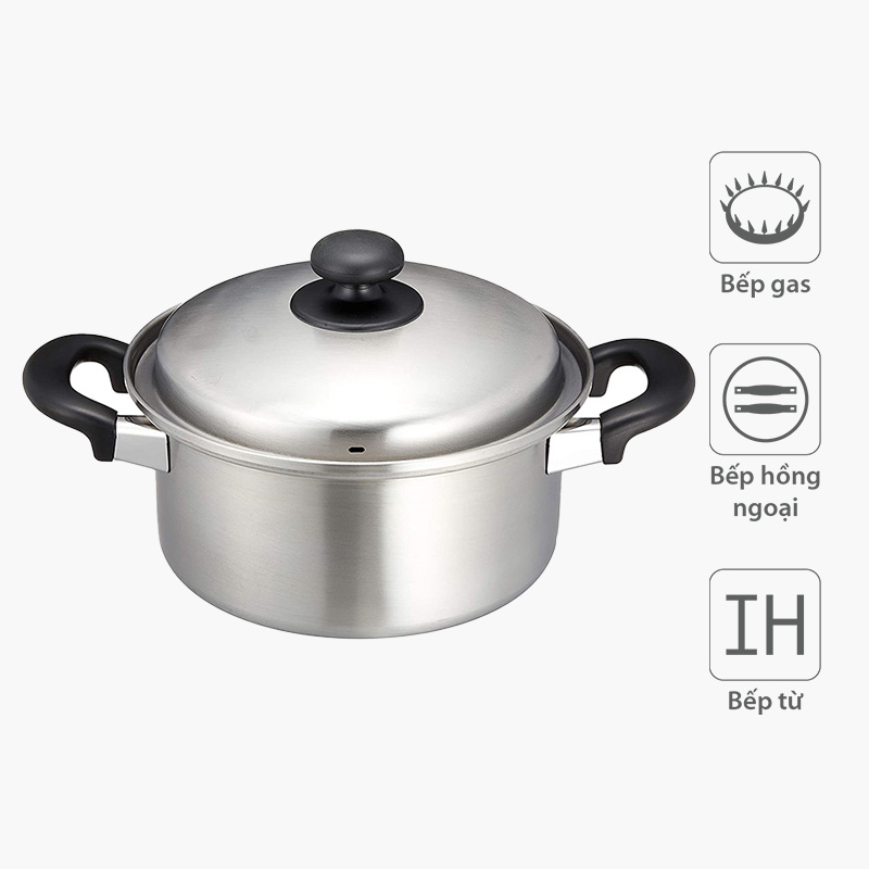 Nồi inox Nhật Bản Wahei Freiz 20cm kèm nắp, dùng được bếp từ