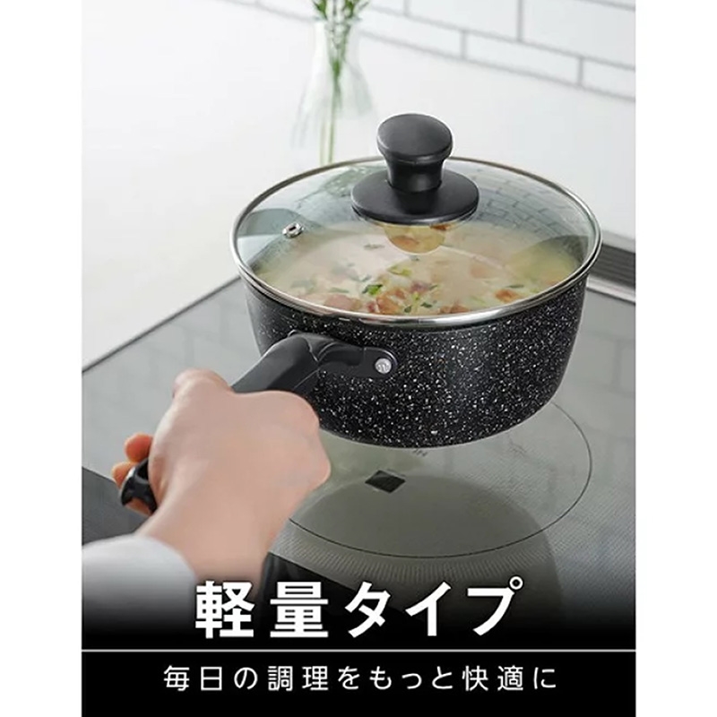 Quánh chống dính đá hoa cương 16cm Kèm nắp kính, dùng được bếp từ thương hiệu WAHEI FREIZ