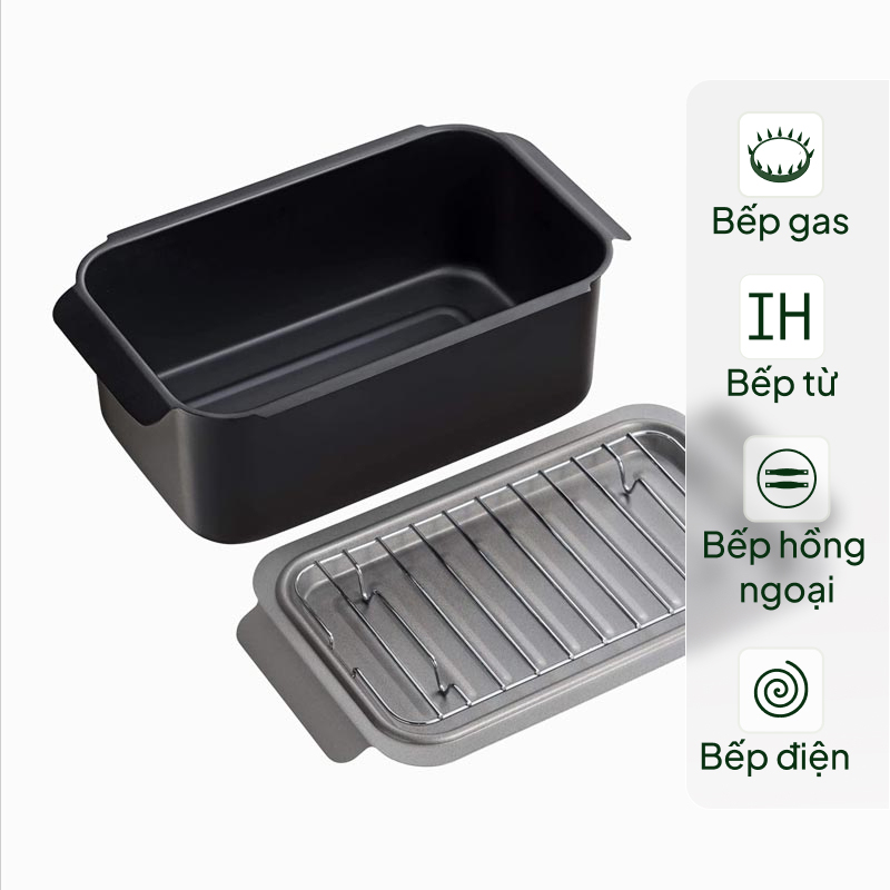 Nồi chiên ngập dầu 20x12cm (kèm lưới ráo dầu), dùng được bếp từ