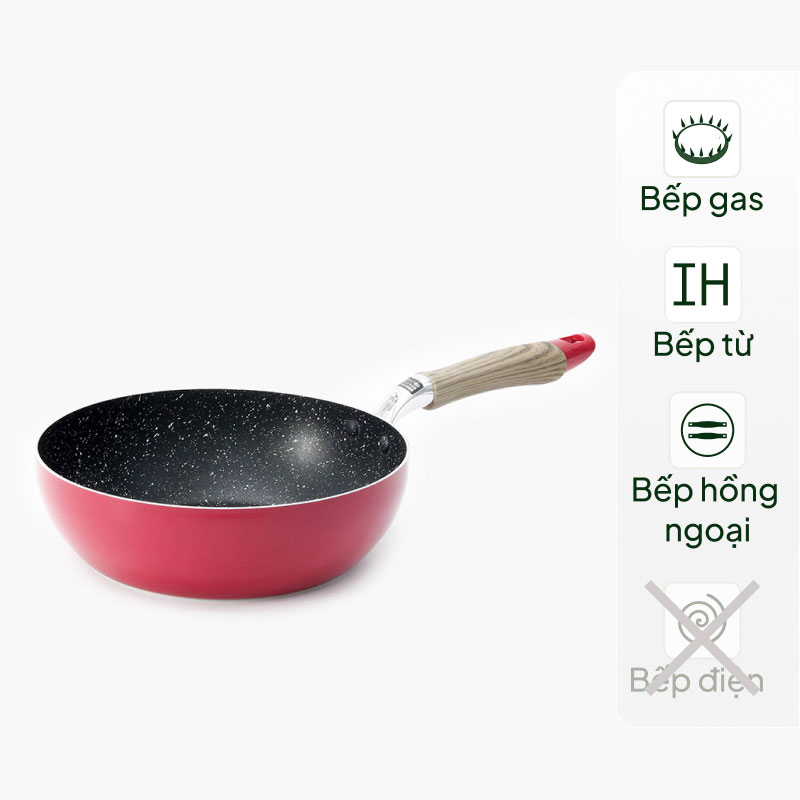 Chảo chống dính đá hoa cương Wahei Freiz 22cm Sâu lòng