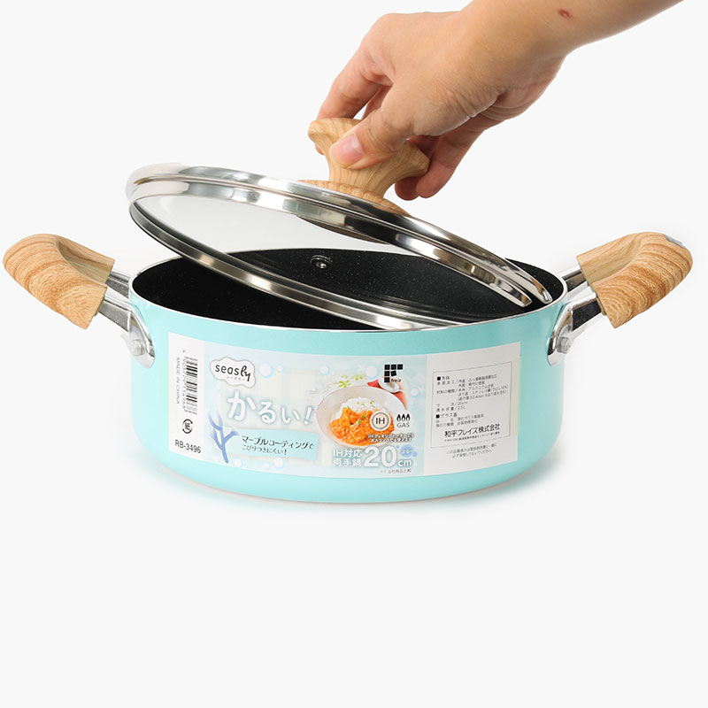 Nồi chống dính đá hoa cương Wahei Freiz 20cm (Kèm nắp kính),  dùng được bếp từ thương hiệu WAHEI FREIZ