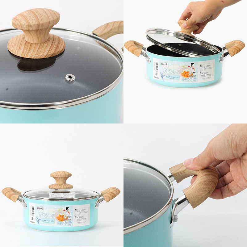 Nồi chống dính đá hoa cương Wahei Freiz 20cm (Kèm nắp kính),  dùng được bếp từ thương hiệu WAHEI FREIZ