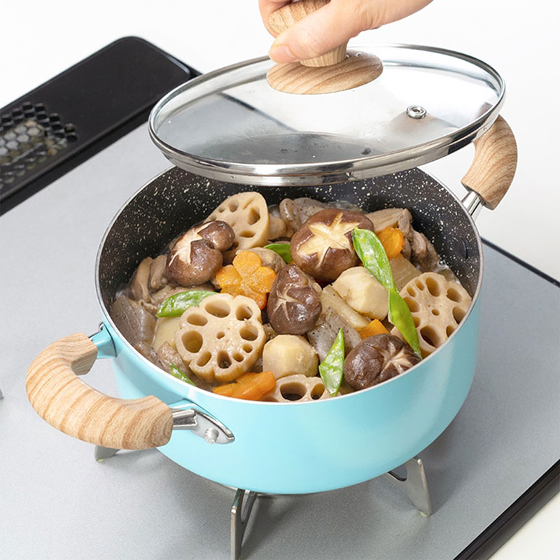 Nồi chống dính đá hoa cương Wahei Freiz 20cm (Kèm nắp kính),  dùng được bếp từ thương hiệu WAHEI FREIZ