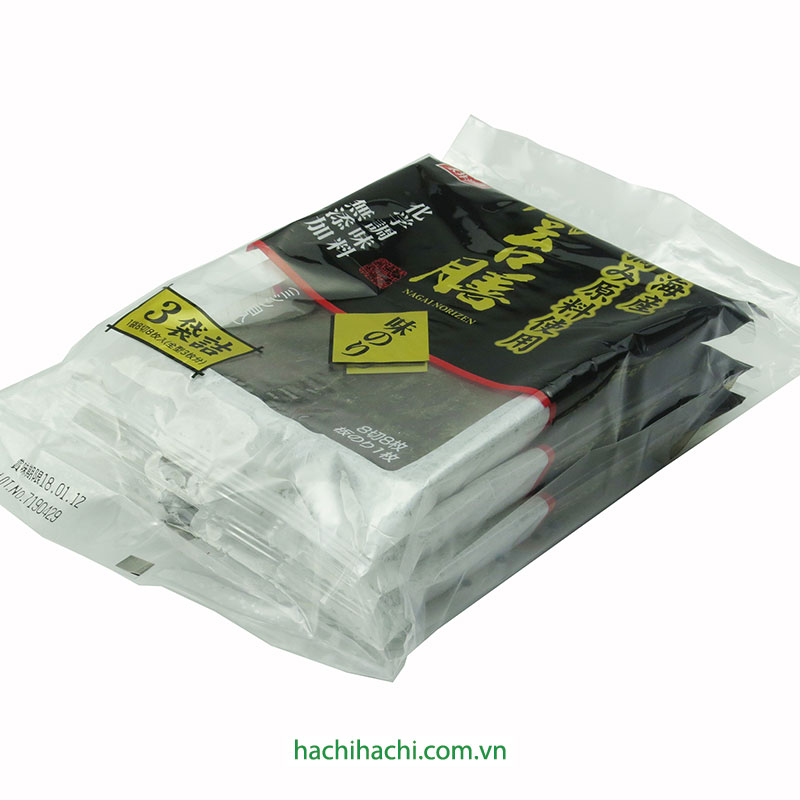 Rong biển tẩm gia vị Nagainori không chất phụ gia 57g (8 miếngx3 gói) thương hiệu NAGAINORI