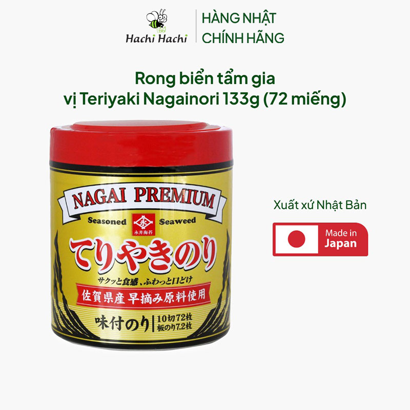 Rong biển tẩm gia vị Teriyaki Nagainori 133g (72 miếng) thương hiệu NAGAINORI