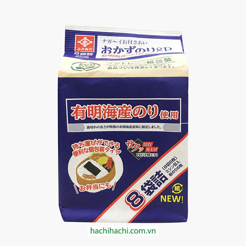 Rong biển Nhật Bản tẩm gia vị Nagainori 17.6g (6 miếng x 8 gói)