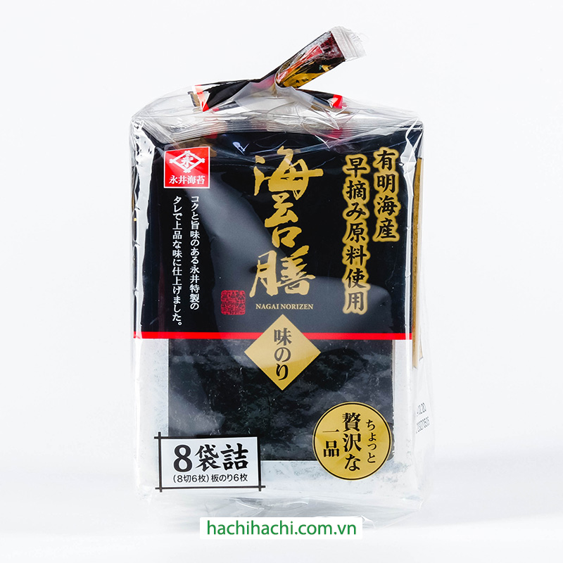 Rong biển tẩm gia vị Nagainori không chất phụ gia 18g (6 miếngx8 gói) thương hiệu NAGAINORI