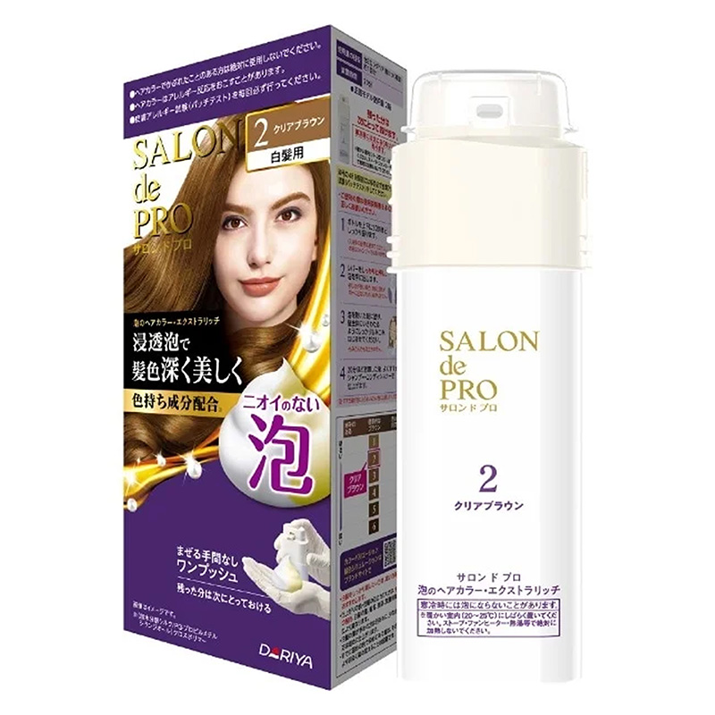 Nhuộm tóc phủ bạc Nhật Bản không mùi dạng bọt Salon de Pro 2 Màu nâu sáng hơn 100g, gội nhuộm nhanh chóng tại nhà thương hiệu DARIYA