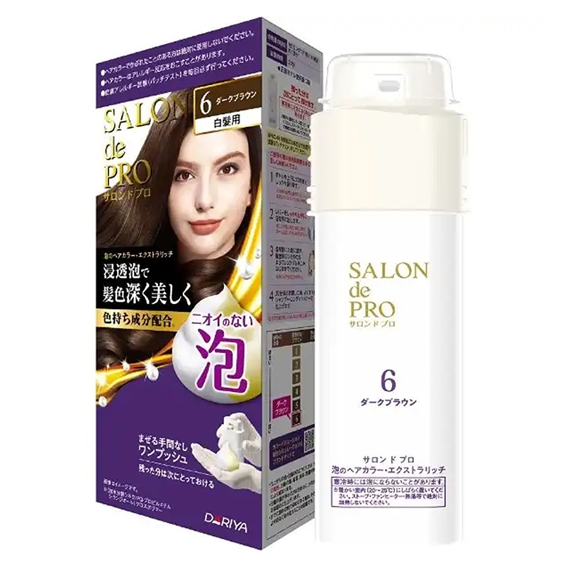 Nhuộm tóc phủ bạc Nhật Bản không mùi dạng bọt Salon de Pro 6 Màu nâu đen 100g, gội nhuộm nhanh chóng tại nhà thương hiệu DARIYA