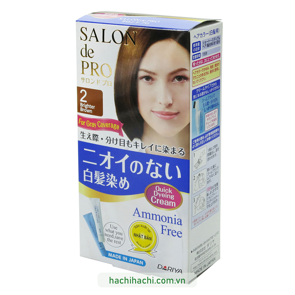 Kem nhuộm tóc bạc Nhật Bản không mùi Salon De Pro 2 Màu nâu sáng hơn thương hiệu DARIYA