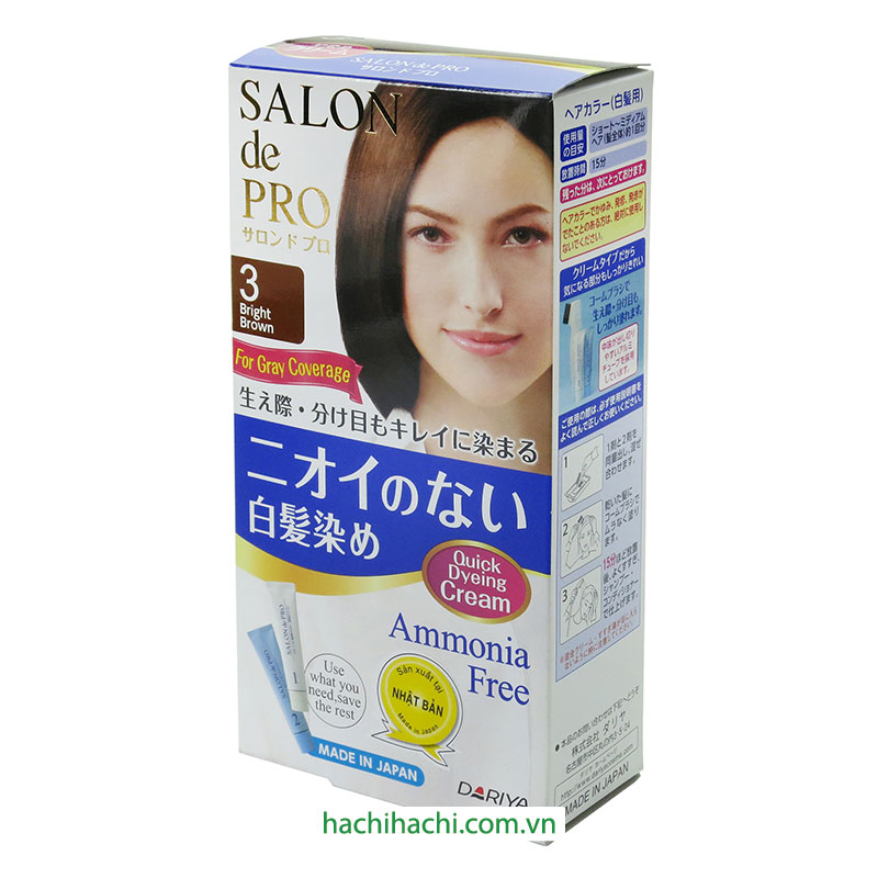 Kem nhuộm tóc bạc Nhật Bản không mùi Salon De Pro 3 Màu nâu sáng thương hiệu DARIYA