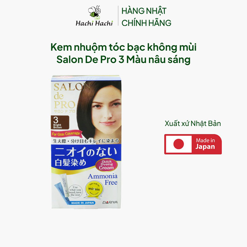 Kem nhuộm tóc bạc Nhật Bản không mùi Salon De Pro 3 Màu nâu sáng thương hiệu DARIYA