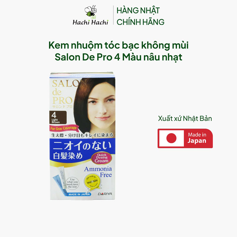 Kem nhuộm tóc bạc Nhật Bản không mùi Salon De Pro 4 Màu nâu nhạt thương hiệu DARIYA