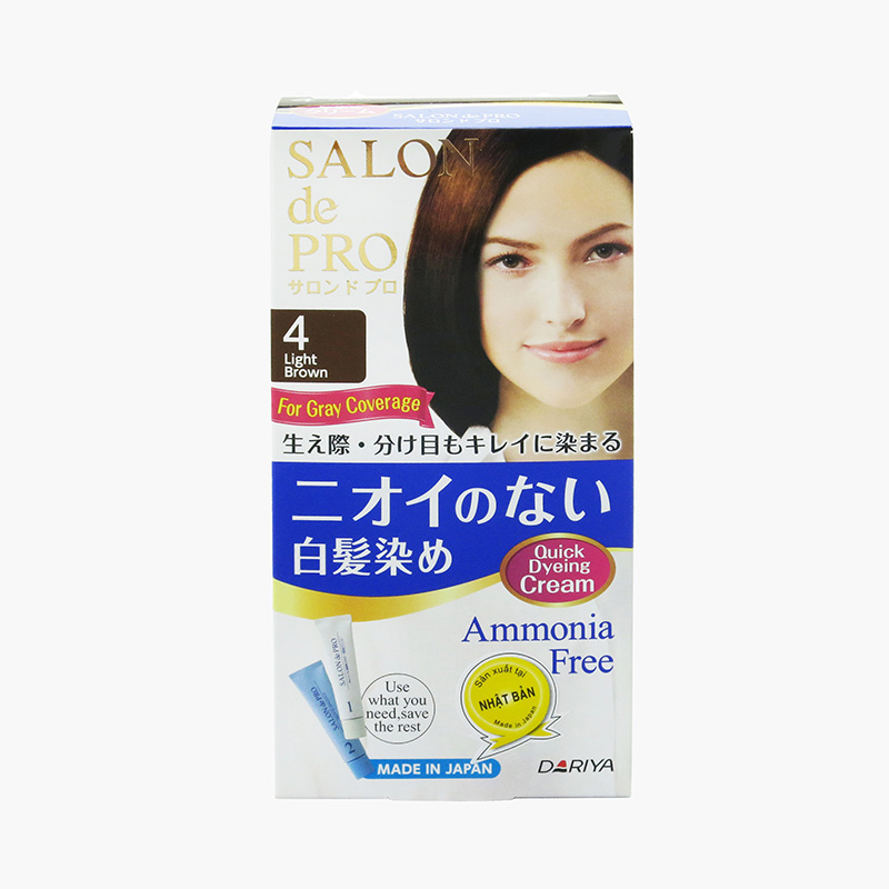 Kem nhuộm tóc bạc Nhật Bản không mùi Salon De Pro 4 Màu nâu nhạt