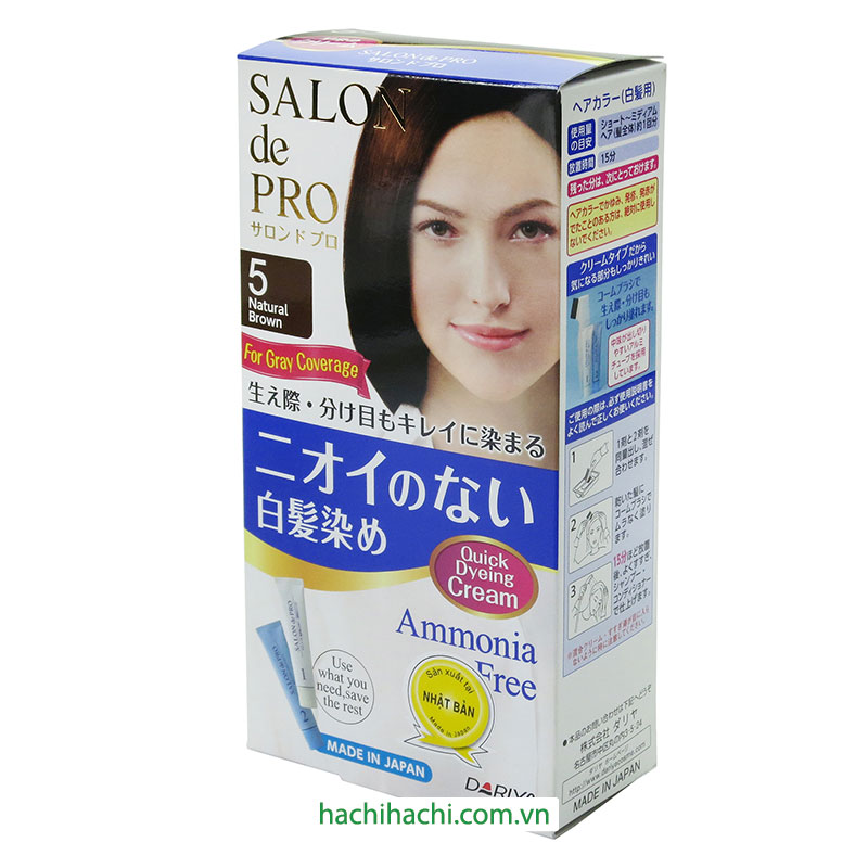 Kem nhuộm tóc bạc Nhật Bản không mùi Salon De Pro 5 Màu nâu tự nhiên thương hiệu DARIYA